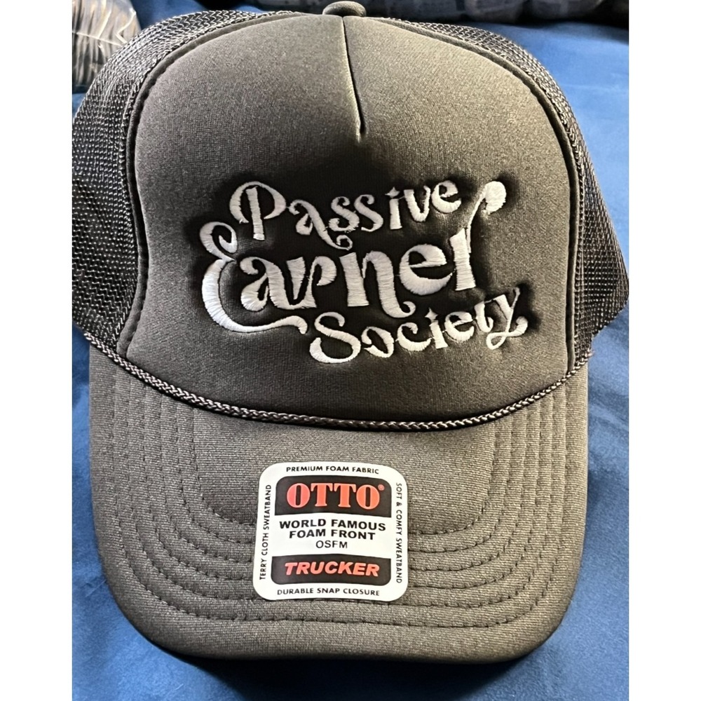 OTTO Passive Earner Society Mens Gray Black Foam Front Trucker Hat Snapback